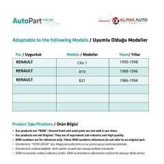 Renault Clio 1, R19, R21 için Koltuk Ayar Kolu