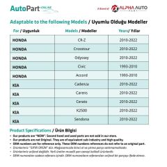 Ford, Mazda, Kia, Honda için Davlumbaz Klipsi