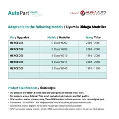 Mercedes E Sınıf (W210-W211) için Sunroof Perde Izgarası- KOYU BEJ 2'li