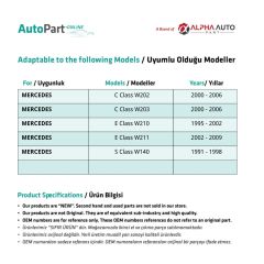 Mercedes C Sınıf (W202-W203) için Sunroof Perde Izgarası- KOYU BEJ 2'li