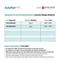 Rear Left Window Repair Set for Volkswagen Golf 5,Jetta