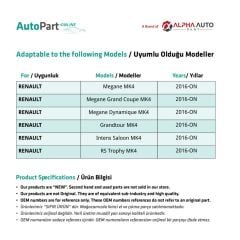 Renault Megane 4 için Cam Düğme Kapağı 2'li