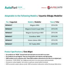 Renault Megane 4 için Cam Düğme Kapağı 4'lü