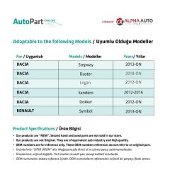 Dacia Stepway,Duster,Logan2,Sandero2,Dokker 2 için Yan Sol Sinyal Lambası