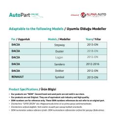 Dacia Stepway,Duster,Logan2,Sandero2,Dokker 2 için Yan Sağ Sinyal Lambası
